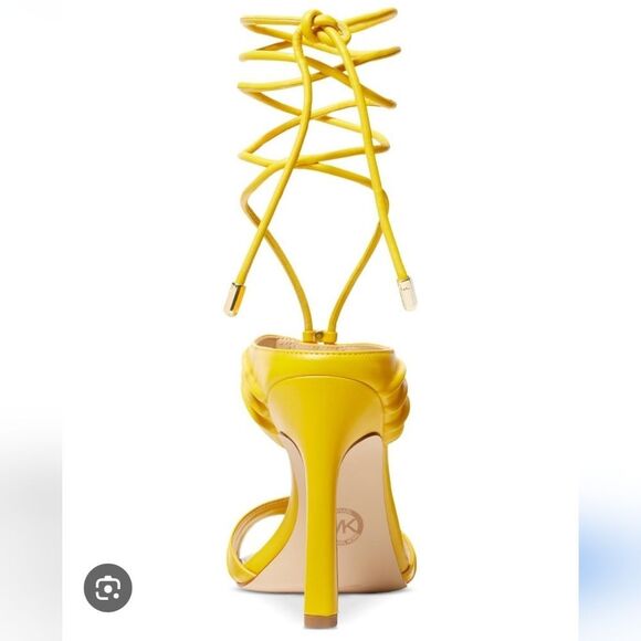 Michael Kors Yellow Michael Mmk Gabriellea Ankle Tie High Dress Sandals Size 8 - Picture 3 of 11